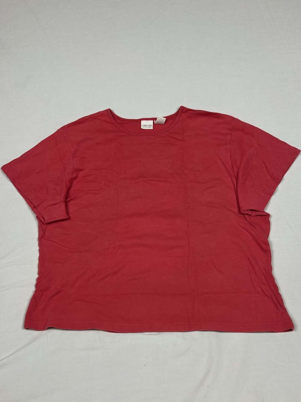 Cherokee Plus Size Red 100% Cotton Short Sleeve T-Shirt Size 22W/24W